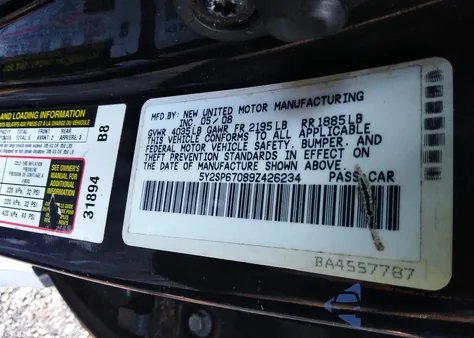 2009 Pontiac Vibe z USA, uszkodzony, nr VIN 5Y2SP67089Z426234